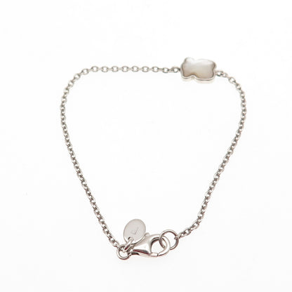 TOUS 925 Sterling Silver Real MOP Bear Cable Link Bracelet 5.75"