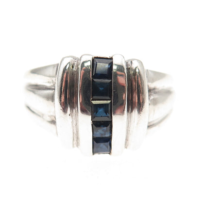 JBNI Bijoux D'Amour 925 Sterling Silver Vintage Real Sapphire Ring Size 7.75