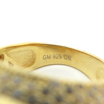 925 Sterling Silver Gold Plated Pave C Z Muslims Allah Religious Ring Size 9.5