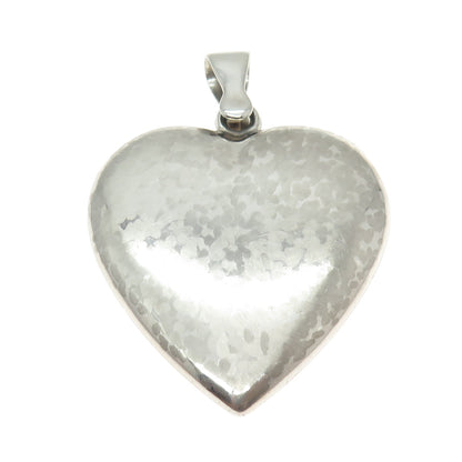 PREX 925 Sterling Silver Vintage Italy Textured Puffy Heart Pendant