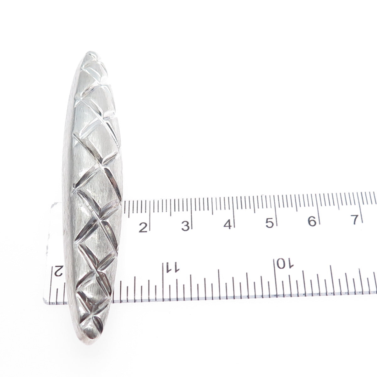 925 Sterling Silver Vintage Modernist Crisscross Oxidized Pin Brooch