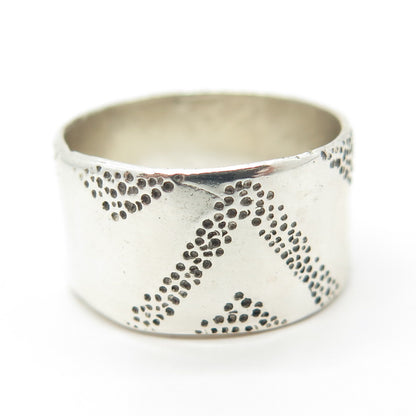 925 Sterling Silver Vintage Anna Laya Textured Band Ring Size 6