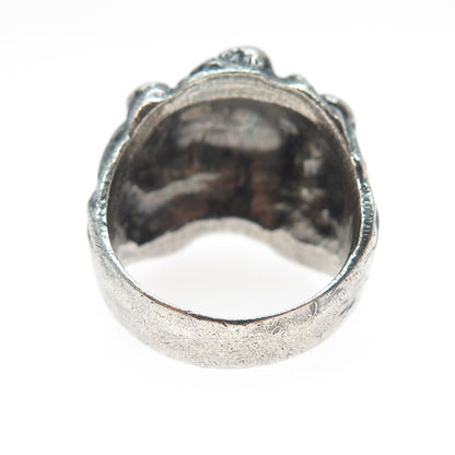 925 Sterling Silver Vintage Mexico Lion Oxidized Ring Size 8