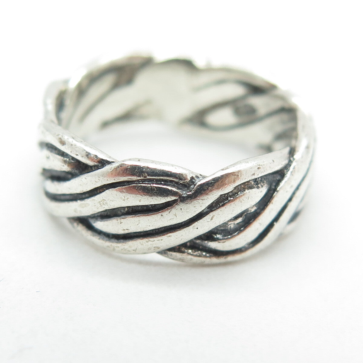 925 Sterling Silver Vintage Twisted Rope Band Ring Size 5.75