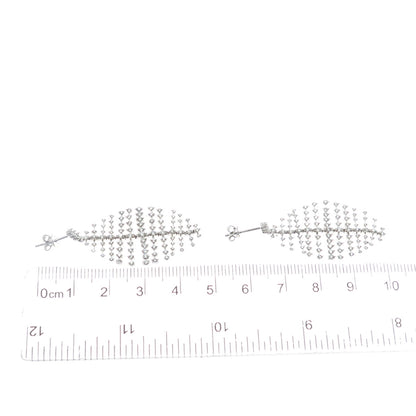 925 Sterling Silver Round-Cut C Z Articulated Petal Dangle Earrings