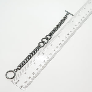 925 Sterling Silver Vintage Mexico Curb & Cuban Link Oxidized Bracelet 7"