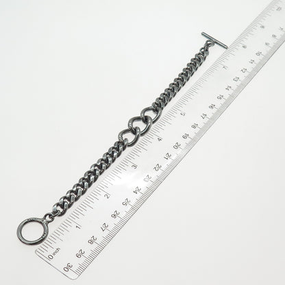 925 Sterling Silver Vintage Mexico Curb & Cuban Link Oxidized Bracelet 7"