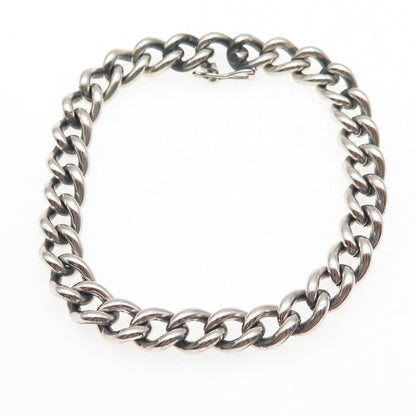 Warmet 925 Sterling Silver Vintage Poland Cuban Link Oxidized Bracelet 7.75"