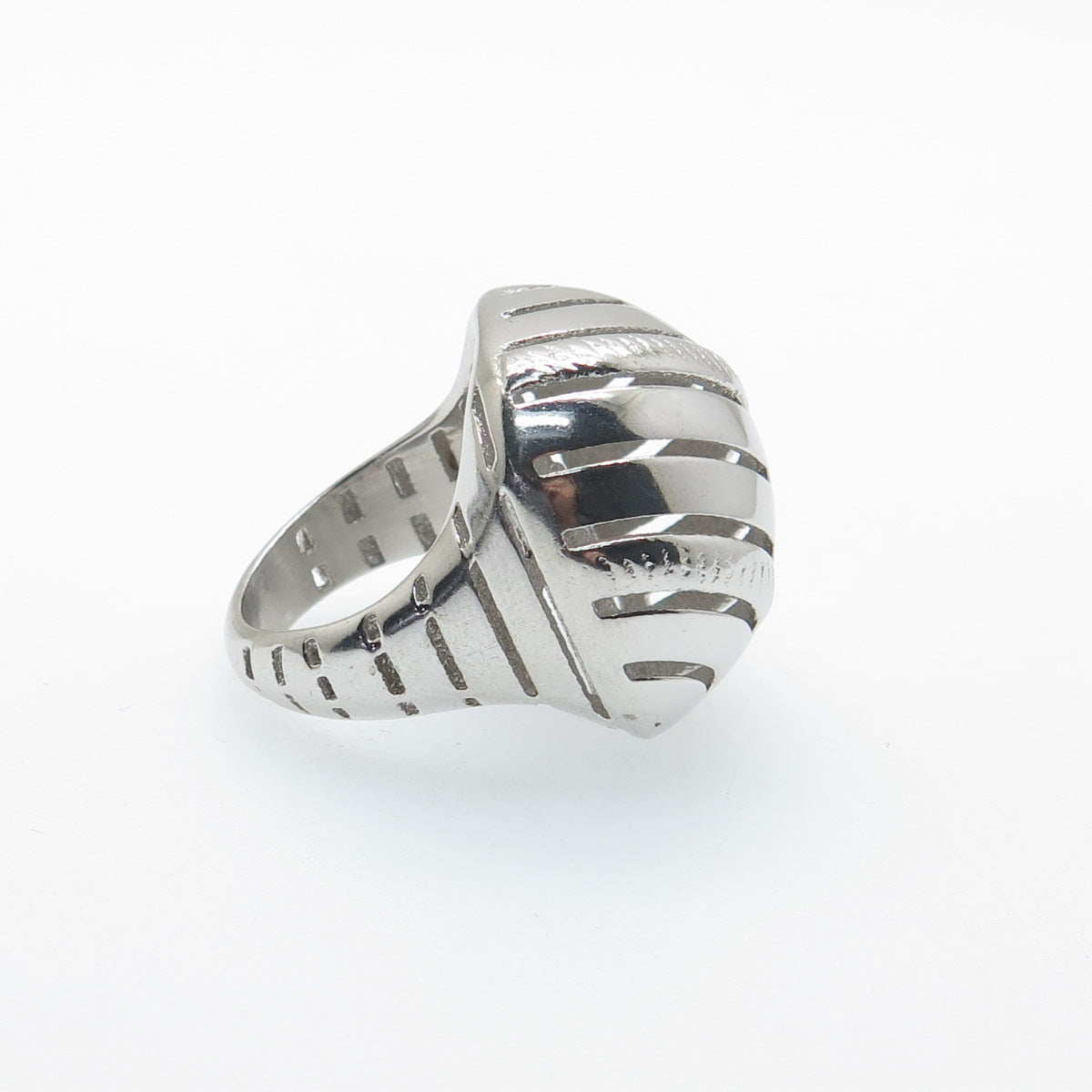 925 Sterling Silver Italy Modernist Ribbed Dome Ring Size 6.5
