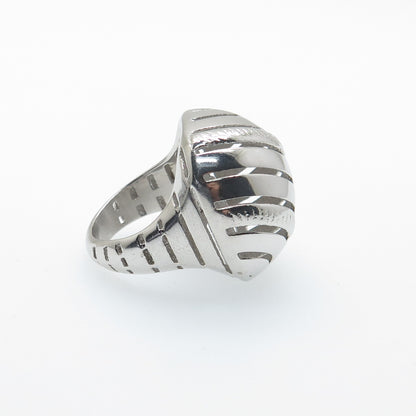 925 Sterling Silver Italy Modernist Ribbed Dome Ring Size 6.5