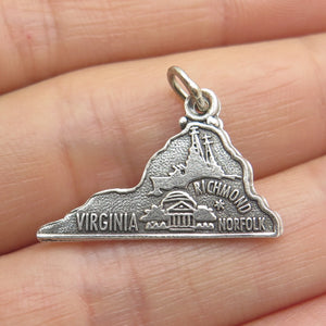 MAISELS INDIAN TRADING 925 Sterling Silver Vintage Virginia State Map Pendant