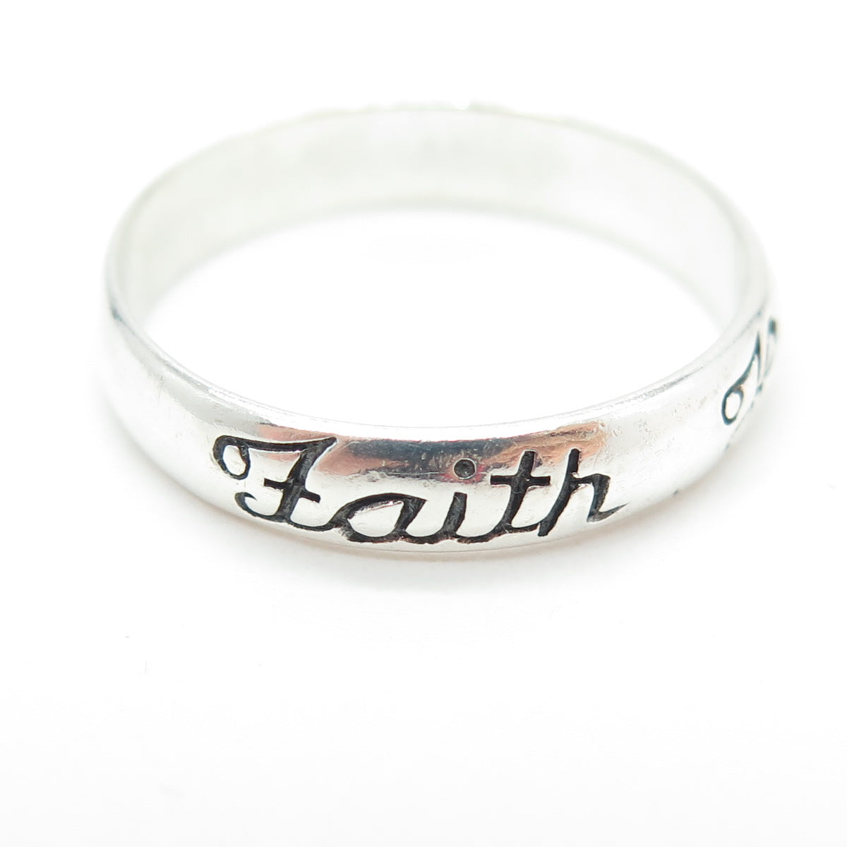 925 Sterling Silver Vintage "Faith Hope Love" Band Ring Size 12.25
