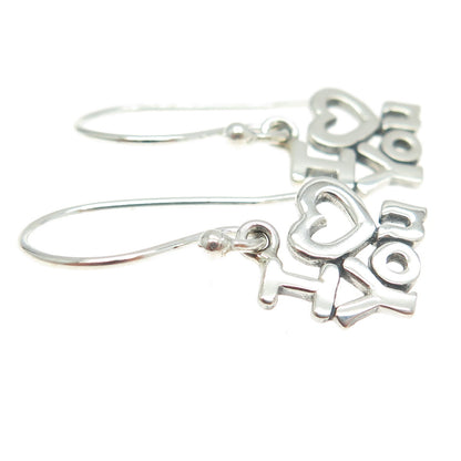 925 Sterling Silver "I Love You" Dangling Earrings