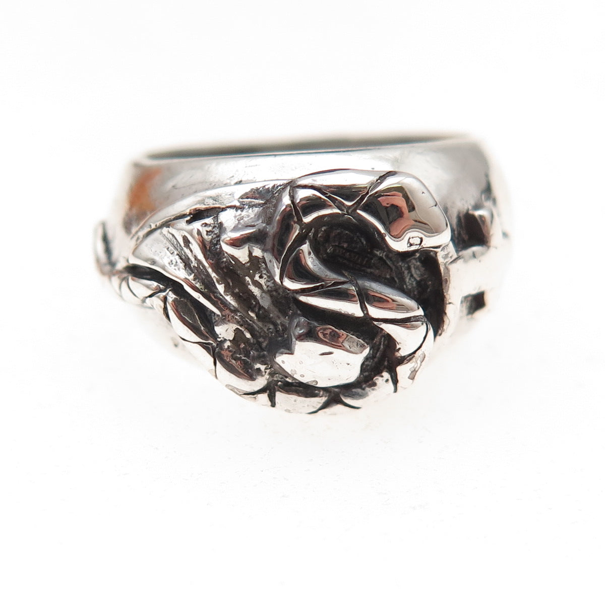 925 Sterling Silver Vintage Snake Oxidized Ring Size 7