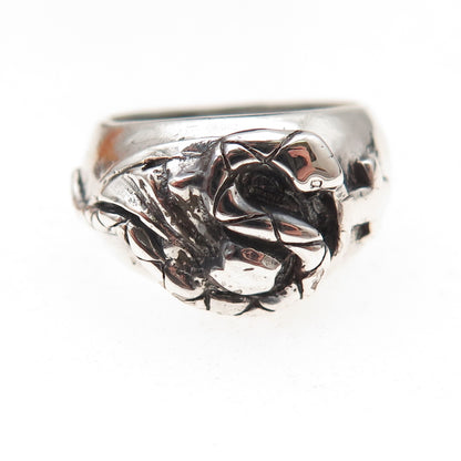 925 Sterling Silver Vintage Snake Oxidized Ring Size 7