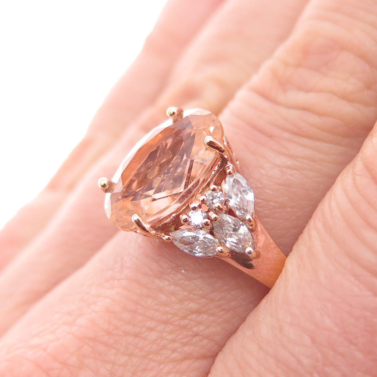 925 Sterling Silver Rose Gold Plated Multi-Color C Z Ring Size 7