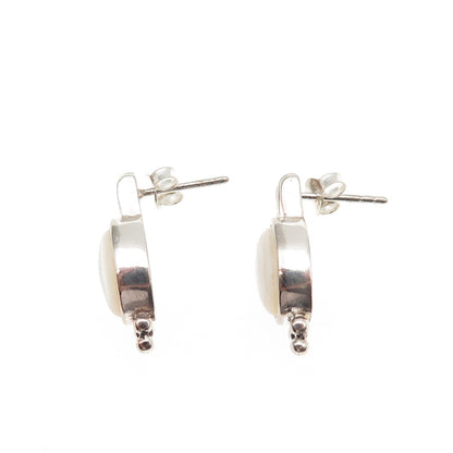 925 Sterling Silver Vintage Real MOP Modernist Beaded Oxidized Earrings