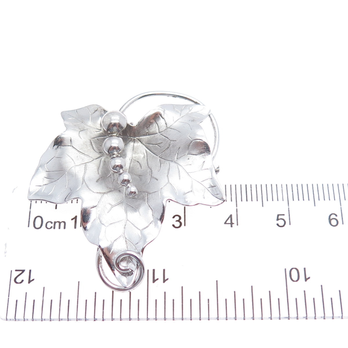 CARL ART 925 Sterling Silver Vintage Grape Leaf Modernist Pin Brooch / Pendant