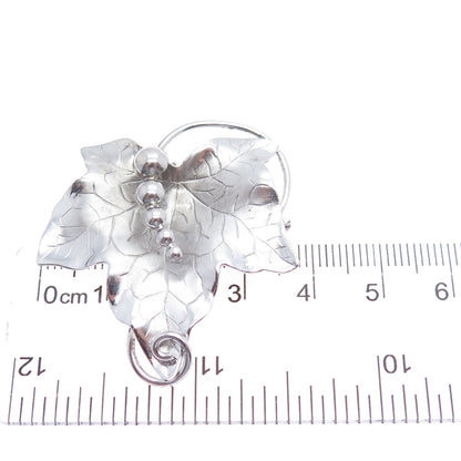 CARL ART 925 Sterling Silver Vintage Grape Leaf Modernist Pin Brooch / Pendant