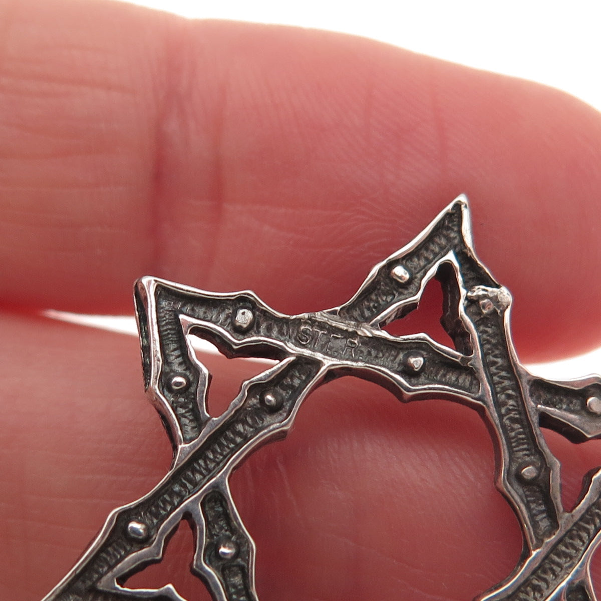 925 Sterling Silver Vintage Star of David Oxidized Charm Pendant