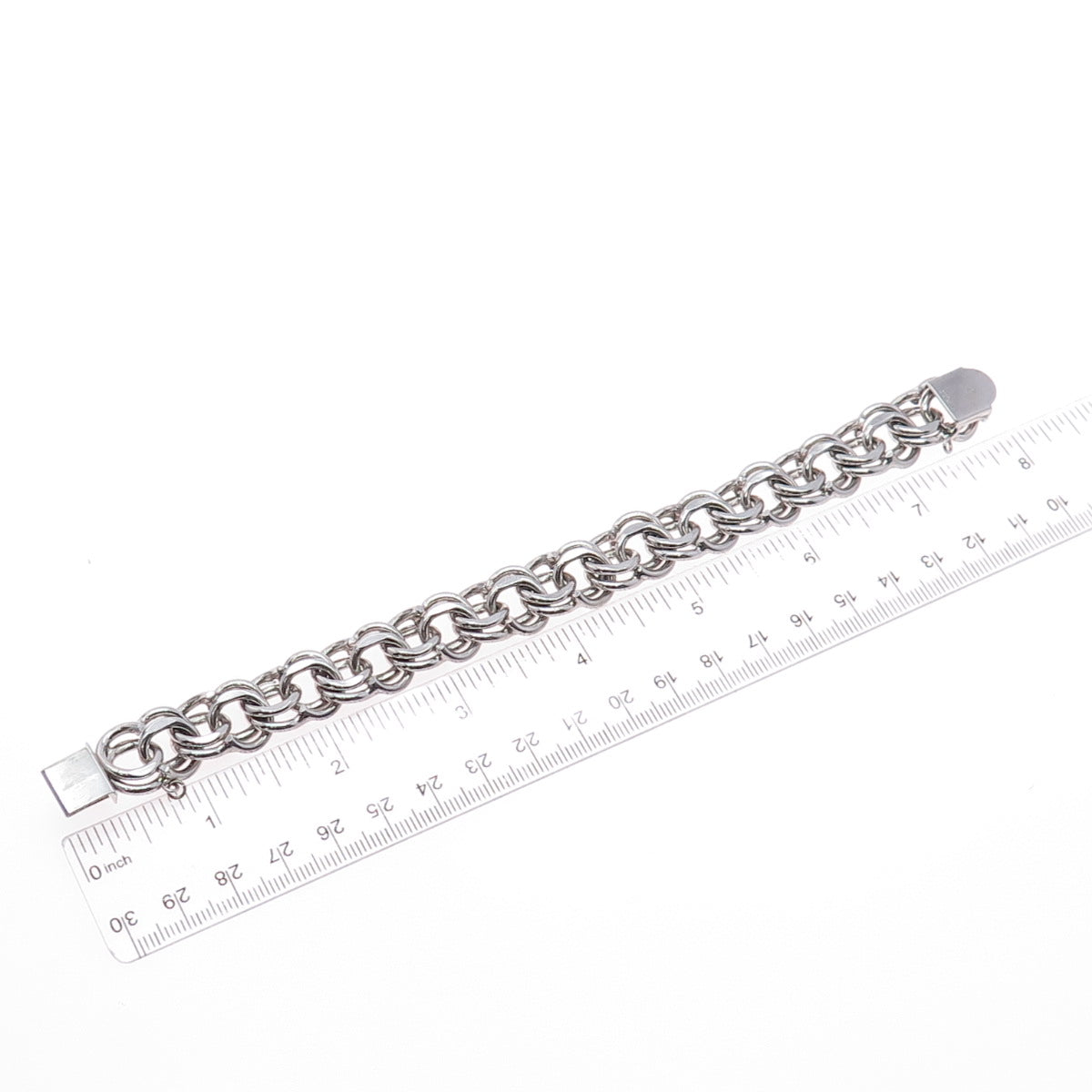925 Sterling Silver Antique Art Deco Bismark Link Bracelet 6.75"