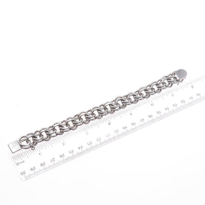 925 Sterling Silver Antique Art Deco Bismark Link Bracelet 6.75"