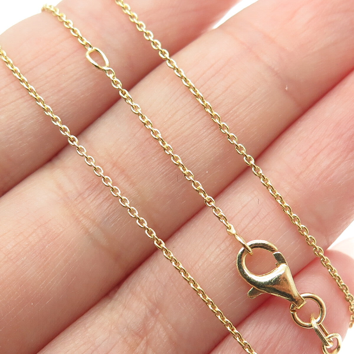 925 Sterling Silver Gold Plated Italy Cable Chain Necklace 14-15"