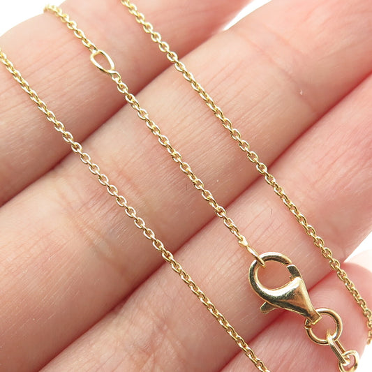 925 Sterling Silver Gold Plated Italy Cable Chain Necklace 14-15"