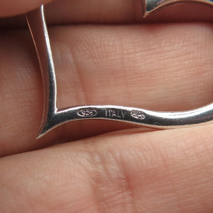 925S Sterling Silver Vintage Italy Open Heart Modernist Pendant