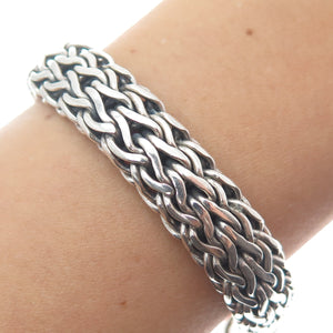 925 Sterling Silver Vintage Oxidized Solid 71.9g Spiga Link Bracelet 7"