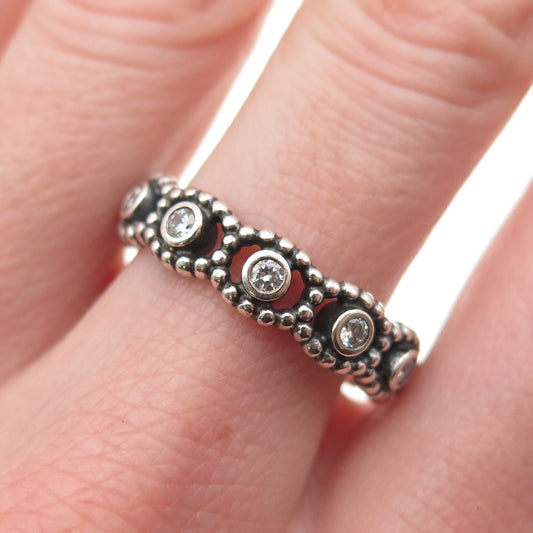 Pandora 925 Sterling Silver Round-Cut C Z Her Majesty Band Ring Size 9.25