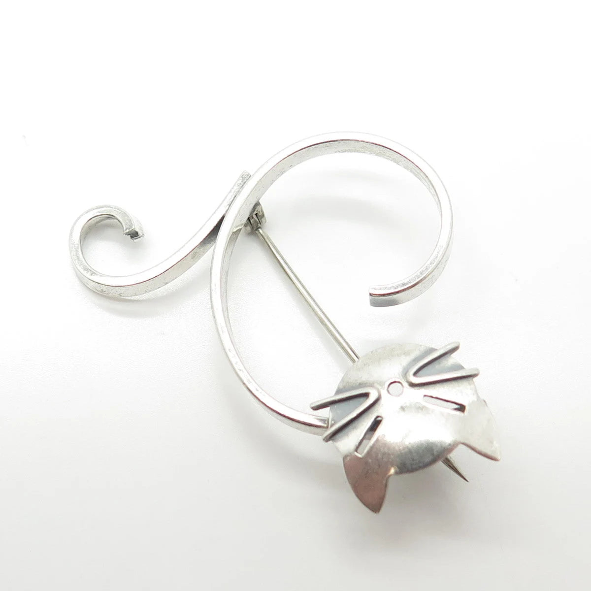 925 Sterling Silver Vintage BEAU Cat / Kitty Pin Brooch