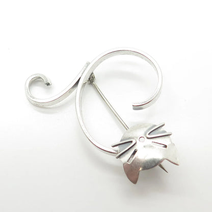 925 Sterling Silver Vintage BEAU Cat / Kitty Pin Brooch