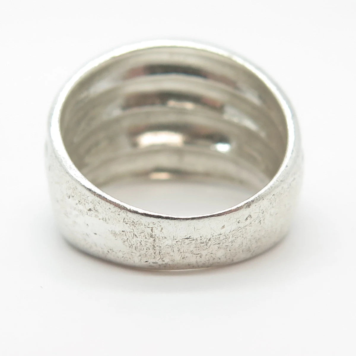 925 Sterling Silver Vintage Ribbed Wide Ring Size 6.5