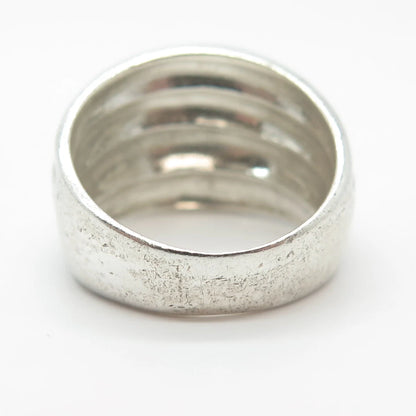 925 Sterling Silver Vintage Ribbed Wide Ring Size 6.5