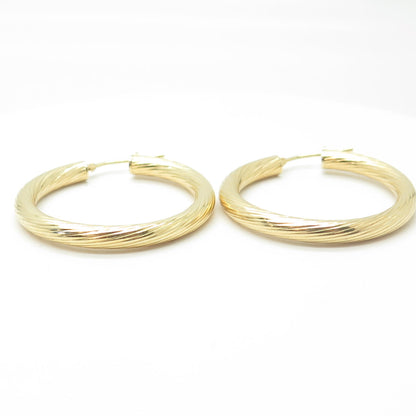 HAN 925 Sterling Silver Gold Plated Italy Twisted Hoop Earrings