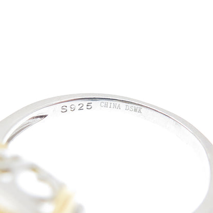 DSMK 925 Sterling Silver 2-Tone Canary & White Multi-Cut C Z Ring Size 10.25