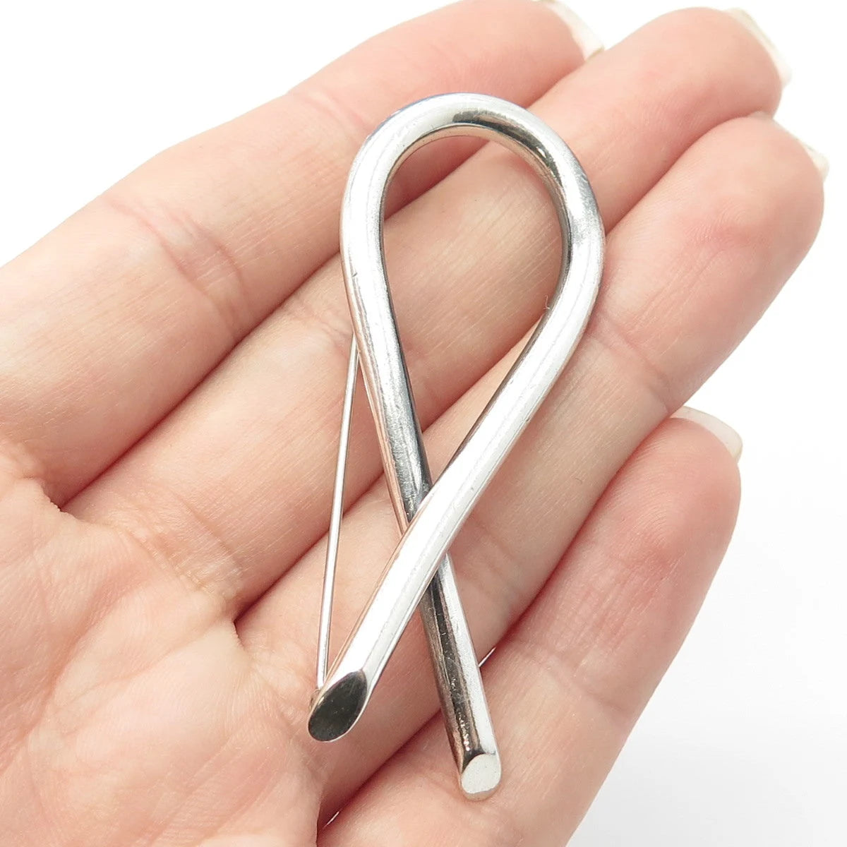 999 Silver Vintage Mexico Ribbon Pin Brooch