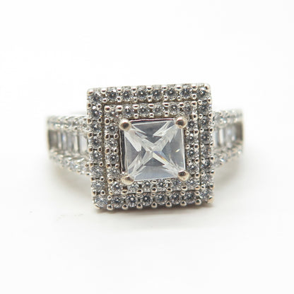 925 Sterling Silver Pave C Z Ring Size 6.75