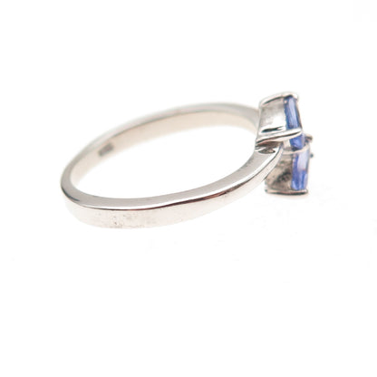 Chuck Clemency 925 Sterling Silver Real Pear-Cut Tanzanite Bypass Ring Size 5.25