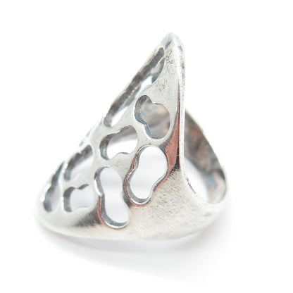 925 Sterling Silver Vintage Modernist Statement Ring Size 5.75