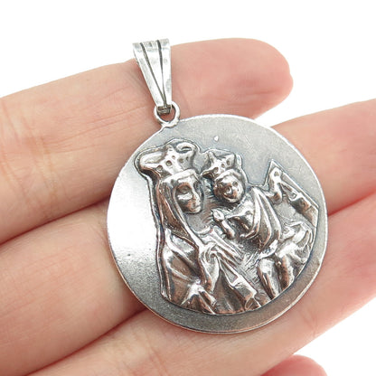 970 Silver Vintage St. Mary & Baby Jesus Religious Pendant