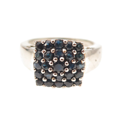 925 Sterling Silver Vintage Real Round-Cut Sapphire Ring Size 6.25
