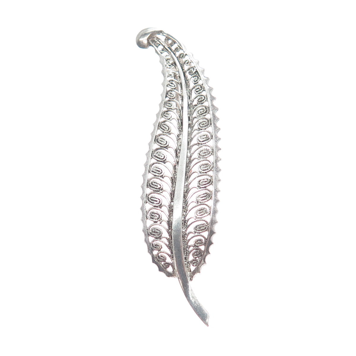 ALICE CAVINESS 925 Sterling Silver Antique Germany Feather Filigree Pin Brooch