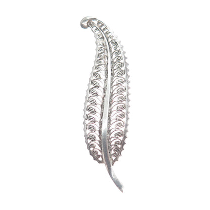 ALICE CAVINESS 925 Sterling Silver Antique Germany Feather Filigree Pin Brooch