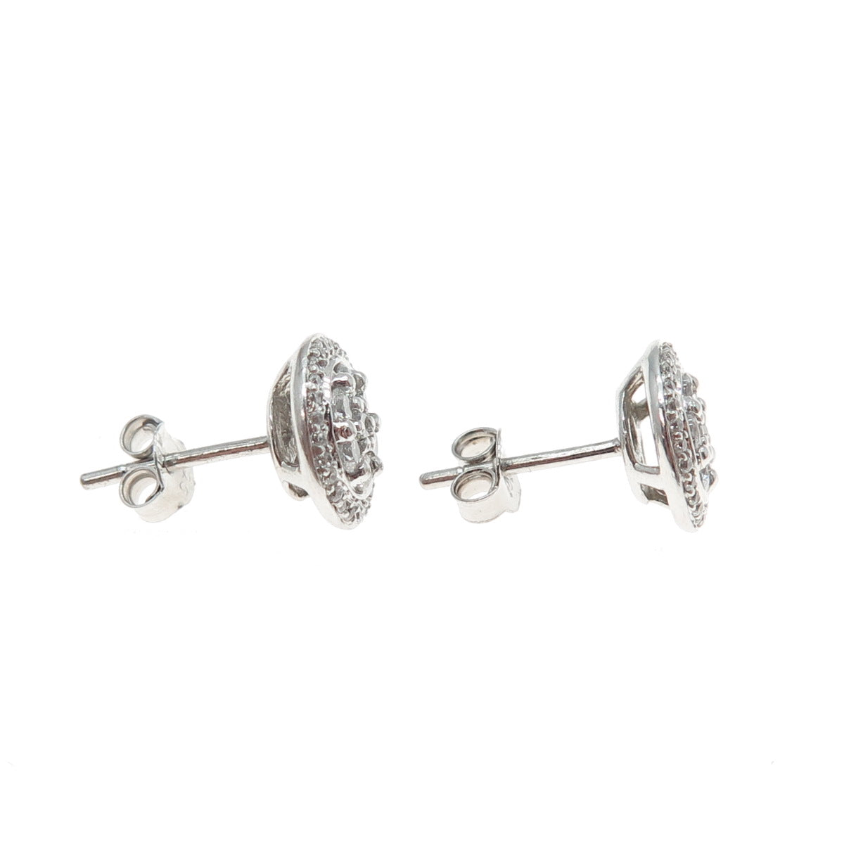 925 Sterling Silver Round-Cut C Z Sparkle Stud Earrings