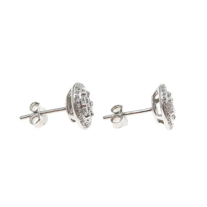 925 Sterling Silver Round-Cut C Z Sparkle Stud Earrings