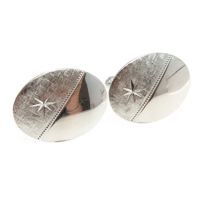 JML 925 Sterling Silver Antique Art Deco USA Engraved Textured Cufflinks