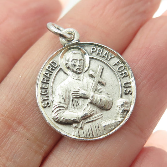 925 Sterling Silver Antique St. Gerard St. Mary & Baby Jesus Religious Pendant