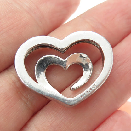 SLV SADYE L VASSIL 925 Sterling Silver Spiral Heart Slide Pendant